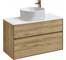 Тумба с раковиной AQUATON Либерти 100 со столешницей белый глянец, раковина Mila 40