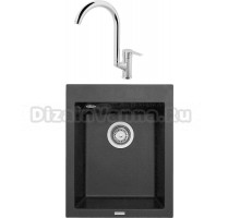 Комплект Мойка Longran Cube CUG410.500 - 40 lava + Смеситель MEGA Snow MG-SH03 хром