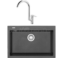 Комплект Мойка Longran Cube CUG760.500 - 40 lava + Смеситель MEGA Snow MG-SH03 хром