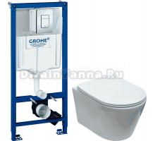 Комплект Унитаз подвесной Aquanet Logan Tornado 340298 + Инсталляция Grohe Rapid SL 38772001 3 в 1 с кнопкой смыва