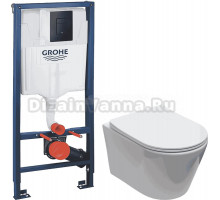 Комплект Унитаз подвесной Aquanet Logan Tornado 340298 + Инсталляция Grohe Solido 38811KF0 3 в 1 с кнопкой смыва