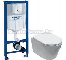 Комплект Унитаз подвесной Aquanet Logan Tornado 340298 + Инсталляция Grohe Rapid SL 38721001 3 в 1 с кнопкой смыва