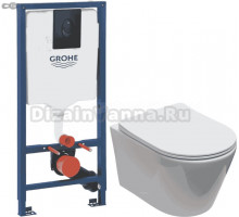 Комплект Унитаз подвесной Aquanet Logan Tornado 340298 + Инсталляция Grohe Rapid SL 1000044 3 в 1 с панелью смыва