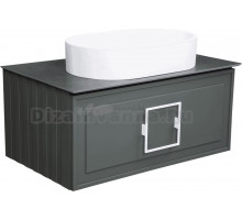 Тумба под раковину со столешницей La Fenice Cubo 80 подвесная, серая, столешница черная