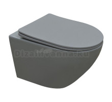 Унитаз подвесной Azario Grado 370х490х370 безободковый, с быстросъемным сидением микролифт, серый матовый (AZ-0046 SP MDG)