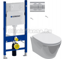 Комплект Унитаз подвесной Aquanet Logan Tornado 340298 + Инсталляция Geberit Duofix Delta 458.149.21.1 с кнопкой смыва, хром