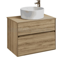 Тумба с раковиной AQUATON Либерти 75 со столешницей дуб эльвезия, раковина Mila 40