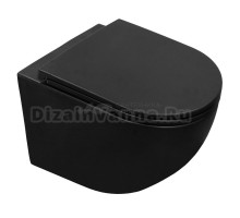 Унитаз подвесной Azario Grado 370х490х360 безободковый, система антивсплеск (Торнадо), с быстросъемным сиденьем микролифт, черный матовый (AZ-0046-UQ1-MB)