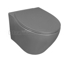 Унитаз подвесной Azario Keras 370х520х360 безободковый, с быстросъемным сиденьем микролифт, серый матовый (AZ-99046G)