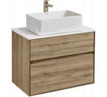 Тумба с раковиной AQUATON Либерти 75 со столешницей белый глянец, раковина Mila 35