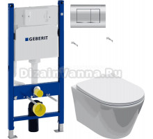 Комплект Унитаз подвесной Aquanet Logan Tornado 340298 + Инсталляция Geberit Duofix Delta 458.163.21.1 с кнопкой смыва, хром
