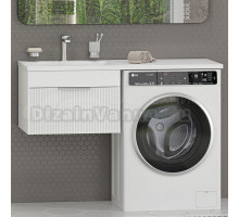 Тумба с раковиной Brevita Enfida 60 подвесная, под стиральную машину, L, белая