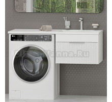 Тумба с раковиной Brevita Enfida 60 подвесная, под стиральную машину, R, белая