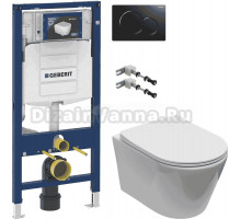 Комплект Унитаз подвесной Aquanet Logan Tornado 340298 + Инсталляция Geberit Duofix UP 320 111.300.00.5 + Крепления 111.815.00.1 к стене + Кнопка Sigma 01 115.770.DW.5 черная