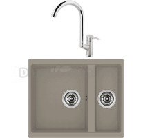Комплект Мойка Longran Enigma ENG555.460 15 - 54 truffle + Смеситель MEGA Snow MG-SH03 хром