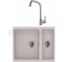 Комплект Мойка Longran Enigma ENG555.460 15 - 58 sabbia + Смеситель MEGA City MG- ZRV104 хром
