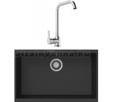 Комплект Мойка Longran Enigma ENG780.460 - 10 onyx + Смеситель MEGA Ege MG-PL10 хром