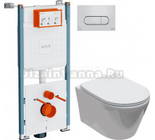 Комплект Унитаз подвесной Aquanet Logan Tornado 340298 + Инсталляция VitrA V-Fix Core 732-5800-01PV + Кнопка Root Round 740-2280 хром