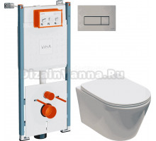 Комплект Унитаз подвесной Aquanet Logan Tornado 340298 + Инсталляция VitrA V-Fix Core 732-5800-01PV + Кнопка Root Square 740-2395 никель