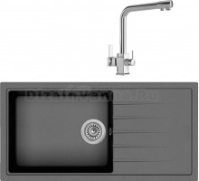 Комплект Мойка Longran Ultra ULS914.457 - 10 onyx + Смеситель MEGA Life MG-TK06 хром