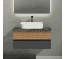 Тумба под раковину со столешницей Sancos Delta 100 дуб красный, графит, столешница черный мрамор, с отв. под смеситель