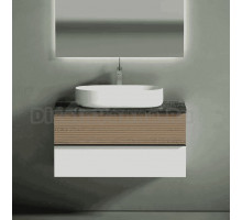 Тумба под раковину со столешницей Sancos Delta 100 дуб светлый, белый, столешница черный мрамор, с отв. под смеситель