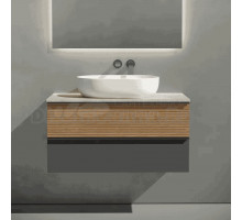 Тумба под раковину со столешницей Sancos Delta 100 дуб красный, графит, столешница бежевая