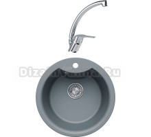 Комплект Мойка Tolero Classic R-108E грей + Смеситель MEGA Snow MG-SH03 хром