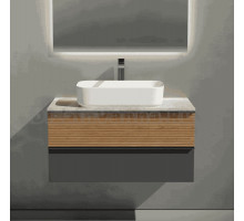 Тумба под раковину со столешницей Sancos Delta 100 дуб красный, графит, столешница бежевая, с отв. под смеситель