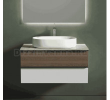 Тумба под раковину со столешницей Sancos Delta 100 дуб светлый, белый, столешница бежевая, с отв. под смеситель