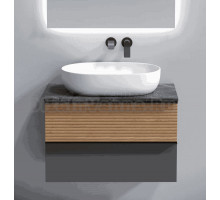 Тумба под раковину со столешницей Sancos Delta 80 дуб красный, графит, столешница черный мрамор