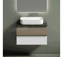 Тумба под раковину со столешницей Sancos Delta 80 дуб светлый, белый, столешница черный мрамор