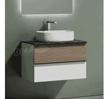 Тумба под раковину со столешницей Sancos Delta 80 дуб светлый, белый, столешница черный мрамор, с отв. под смеситель