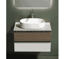 Тумба под раковину со столешницей Sancos Delta 80 дуб светлый, белый, столешница бежевая, с отв. под смеситель