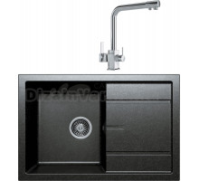 Комплект Мойка Tolero Classic R-112 уголь + Смеситель MEGA Life MG-TK06 хром
