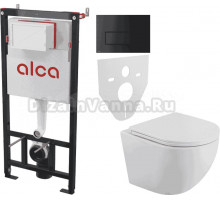Комплект Унитаз подвесной BelBagno Uno BB3105CHR/SC + Инсталляция AlcaPlast AM101/1120-4:1 RU M578-0001 кнопка смыва черная