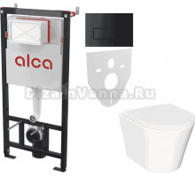 Комплект Унитаз подвесной Ceramicanova Forma CN3011 + Инсталляция AlcaPlast AM101/1120-4:1 RU M578-0001 кнопка смыва черная