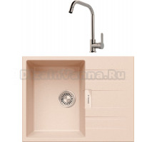 Комплект Мойка Tolero Loft TL-650 саванна + Смеситель MEGA City MG- ZRV104 хром