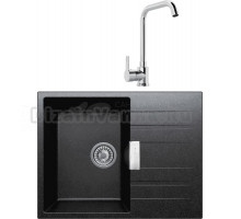 Комплект Мойка Tolero Loft TL-650 уголь + Смеситель MEGA Ege MG-PL10 хром