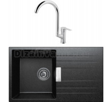 Комплект Мойка Tolero Loft TL-750 уголь + Смеситель MEGA Snow MG-SH03 хром