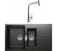 Комплект Мойка Tolero Loft TL-860 уголь + Смеситель MEGA Life MG-TK09 хром