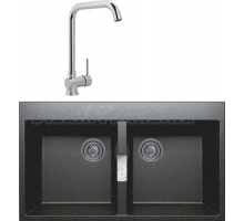 Комплект Мойка Tolero Loft TL-862 уголь + Смеситель MEGA Didim MG-CM107 хром