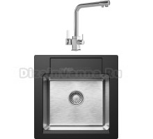 Комплект Мойка Tolero Twist TTS-500 уголь + Смеситель MEGA Life MG-TK06 хром