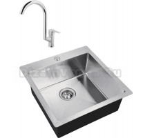 Комплект Мойка Zorg Inox R 5151 + Смеситель MEGA Snow MG-SH03 хром