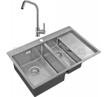 Комплект Мойка Zorg Inox R 5178-2-L + Смеситель MEGA City MG- ZRV104 хром
