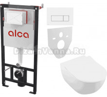 Комплект Унитаз подвесной Villeroy & Boch Subway 2.0 5614R201 + Инсталляция AlcaPlast AM101/1120-4:1 RU M570-0001 кнопка смыва белая