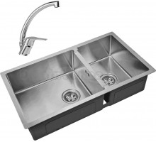 Комплект Мойка Zorg Inox R 78-2-44 + Смеситель MEGA Mega MG-BMK016 хром