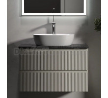 Тумба под раковину со столешницей Sancos Snob R 80 beige soft, столешница черный мрамор, с отв. под смеситель