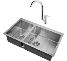 Комплект Мойка Zorg Inox R 78-2-51 R + Смеситель MEGA Snow MG-SH03 хром