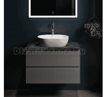 Тумба под раковину со столешницей Sancos Snob R 80 doha soft, столешница черный мрамор, с отв. под смеситель